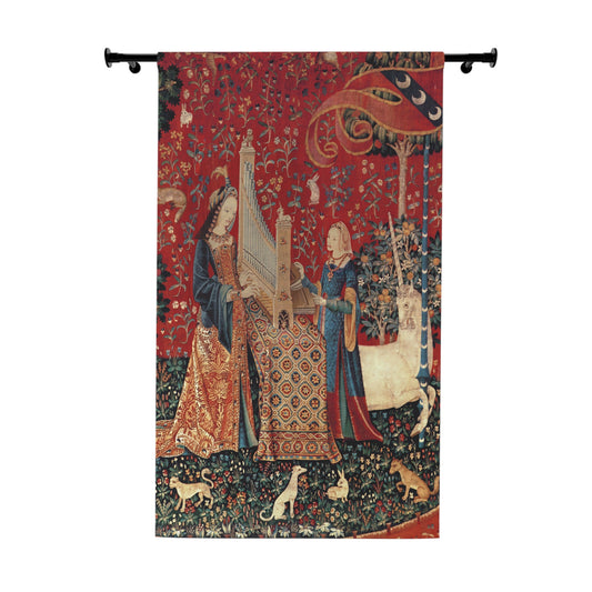 Medieval Themed Window Curtains, Vintage Decorative Drapes, Bohemian Home Decor, Art Fabric Panels, Unique Living Room Accent - DesignBohemian