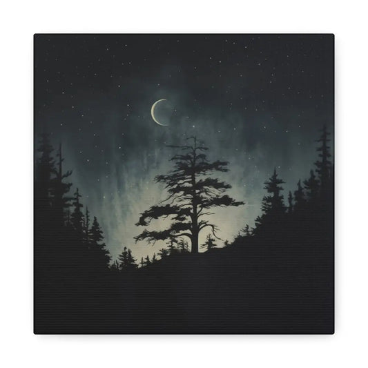 Starry Night Matte Canvas Wall Art, Celestial Home Decor, Nature Lovers Gift, Rustic Wall Decor, Peaceful Bedroom Artwork - DesignBohemian
