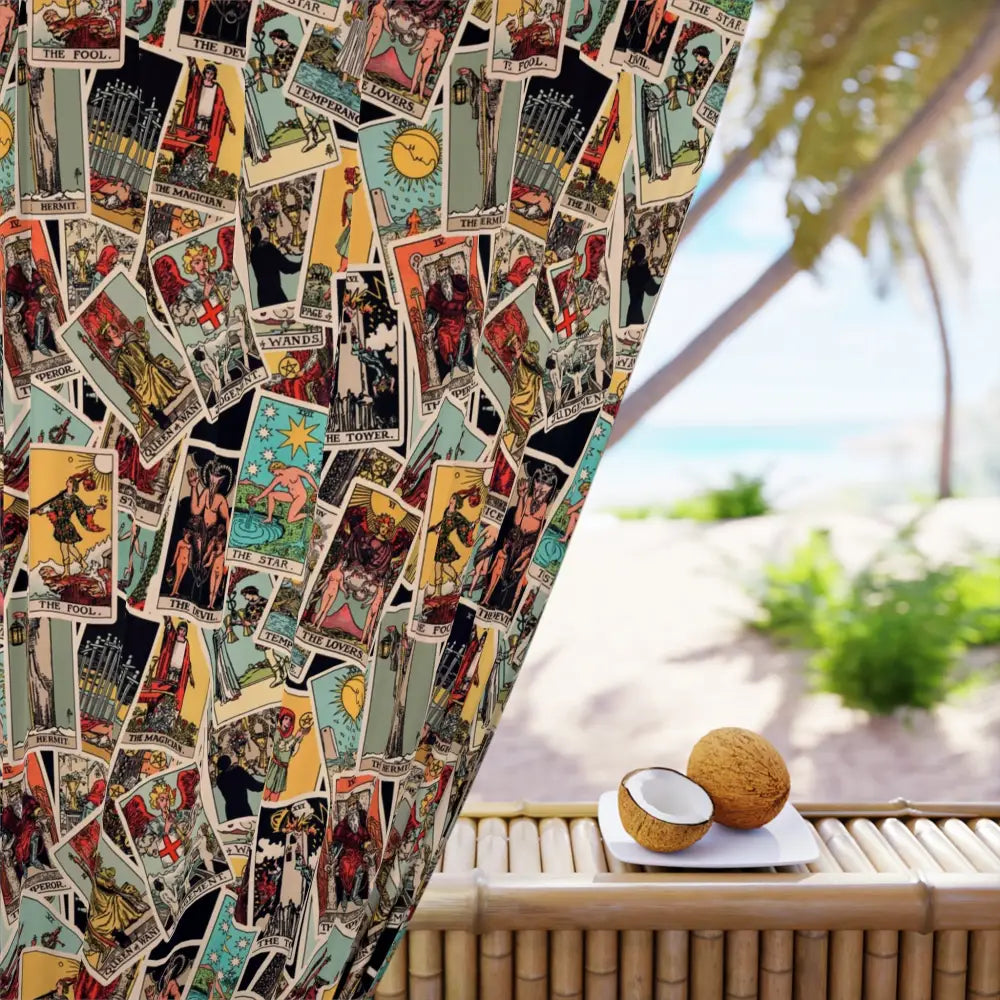 Tarot Card Curtains - Vintage-Inspired - Tarot Card Pattern - DesignBohemian