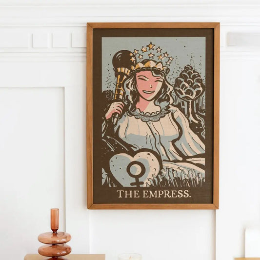 The Empress Print Vintage Brown Tarot Poster Dream Nouveau Card Art For Collectors Of Mystic Decor Home by My Store