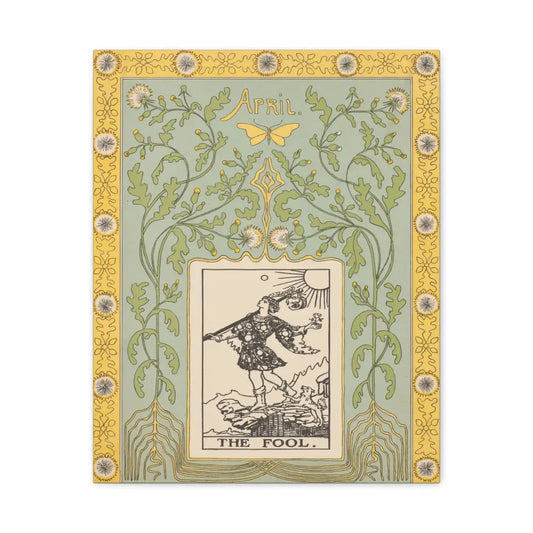 The Fool Tarot Canvas Wall Art with The Fool Card, Inspirational Home Decor, Yellow and Green, Tarot Wall Art, Vintage Style Canvas - DesignBohemian