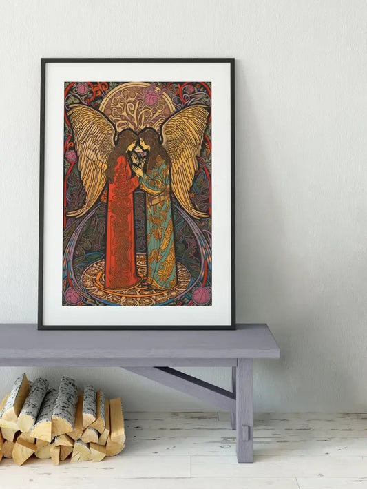 The Lovers Psychedelic Tarot Art Print Wedding Card by My Store