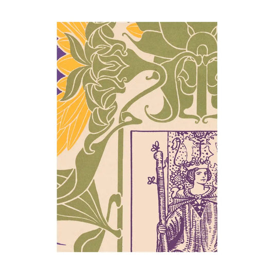 The Queen of Wands Print Green Vintage Shabby Chic Tarot Poster Artwork for Living Rooms by My Store