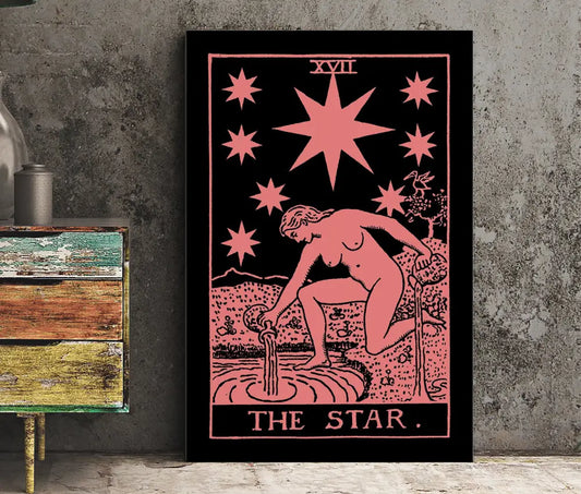 The Star Tarot Card Print Pink And White No Frame Poster by My Store