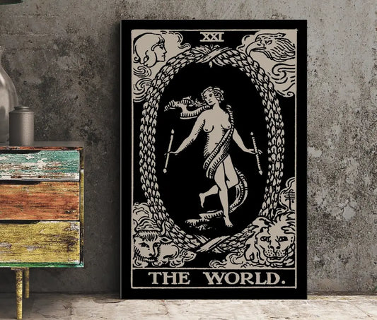 The World Tarot Card Print Unframed Poster For Elegant Wall Decor And Spiritual Ambiance by My Store