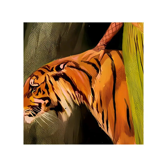 Tiger And Woman Vintage Painting Archival Print On Matte Paper by DesignBohemian