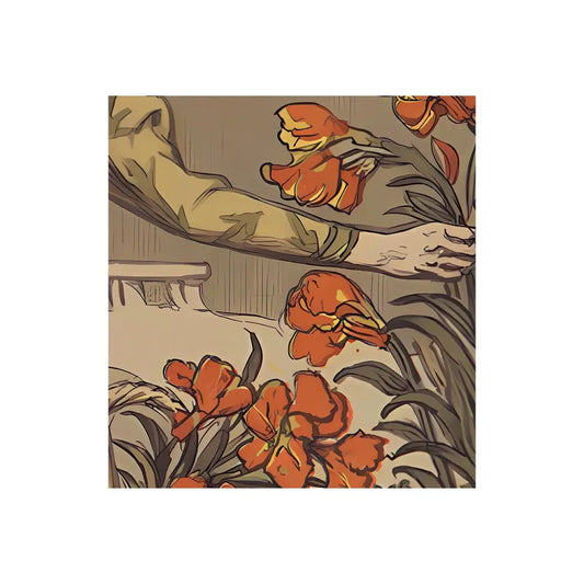 Vintage Fall Art November Nouveau Print Beige On Premium Archival Matte Paper 230gsm by DesignBohemian