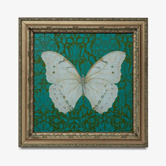 Vintage Green Butterfly Art Nouveau Print Square For Home Decor by My Store