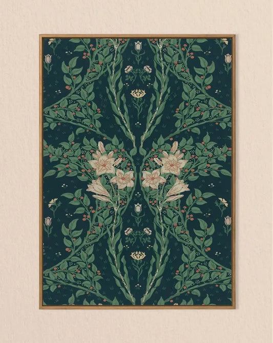 Vintage Green Floral Walter Crane Nouveau Flower Print Wall Art Emerald And Azure Hues by My Store