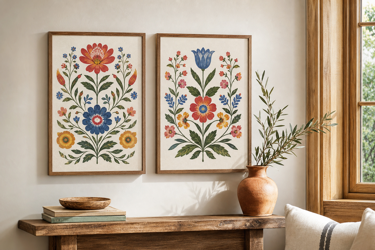Folk Art Floral Prints: Bright Botanical Joy for Your Walls