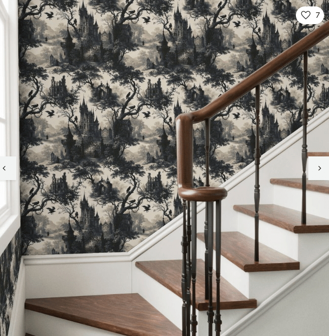 Gothic Toile Statement Wallpaper – Haunted Castles & Graveyards - DesignBohemian