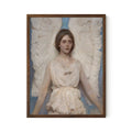 Vintage Angel Painting - Light Blue and Cream - Angel Print Framed - DesignBohemian