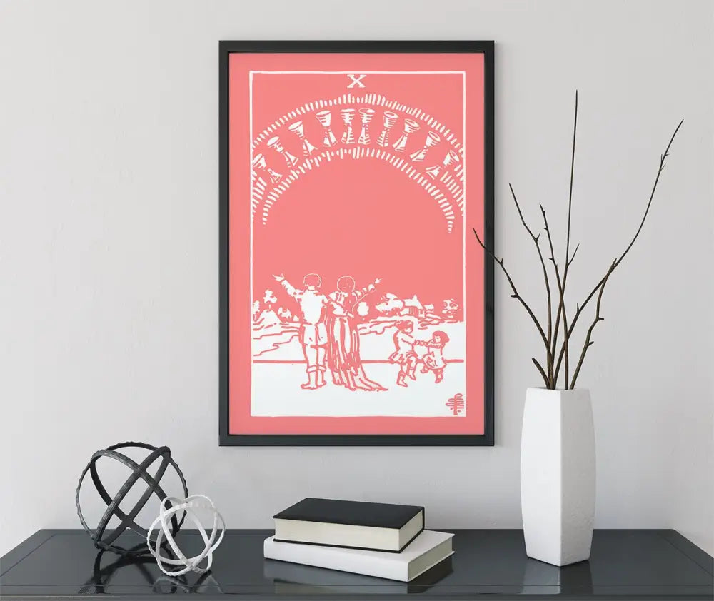 10 Of Cups Tarot Card Print Unframed Poster For Home Decor Joyful Harmonious Card Art by My Store
