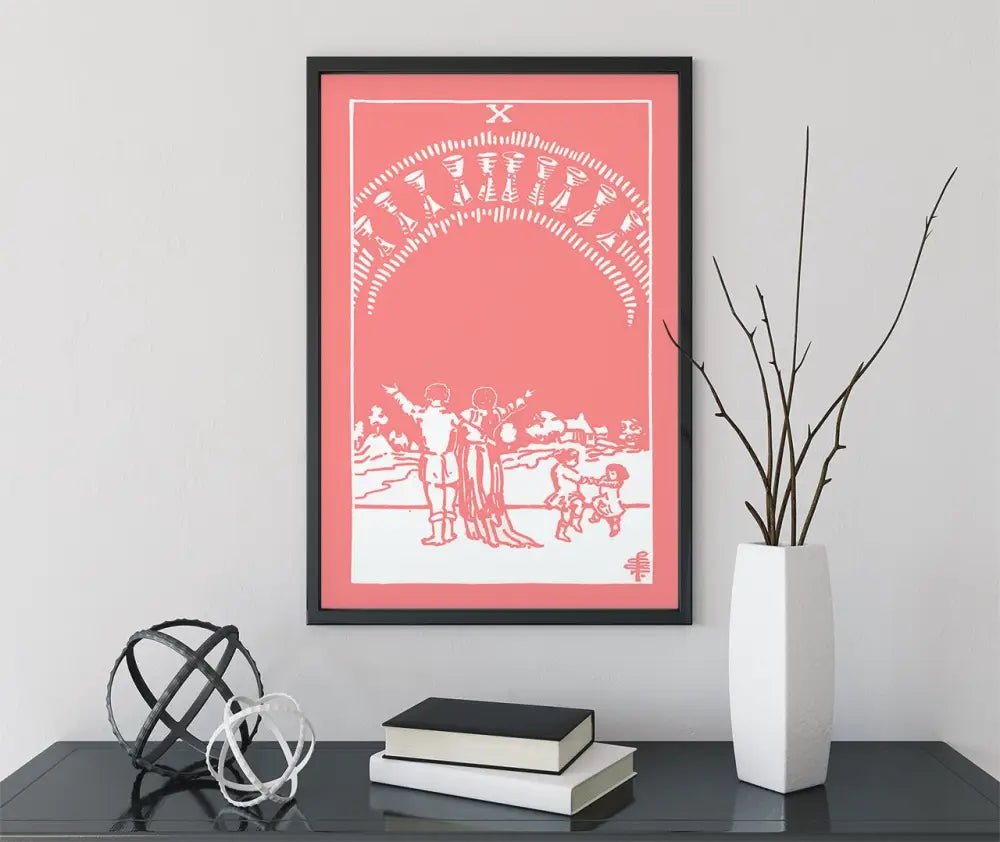 10 Of Cups Tarot Card Print Unframed Poster For Home Decor Joyful Harmonious Card Art by My Store