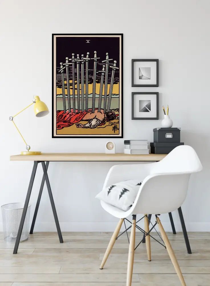 10 Of Swords Tarot Card Print Poster Unframed Wall Art For Collectors Home Decor by My Store