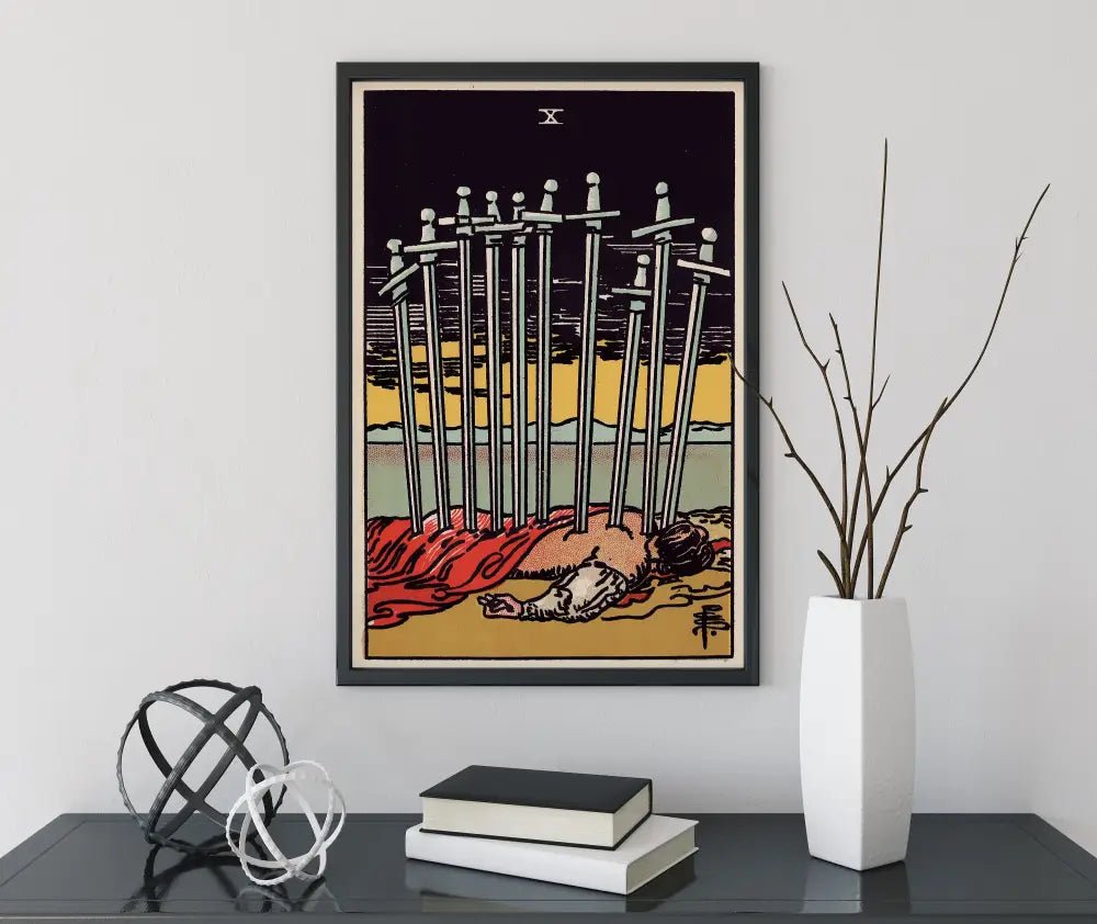 10 Of Swords Tarot Card Print Poster Unframed Wall Art For Collectors Home Decor by My Store