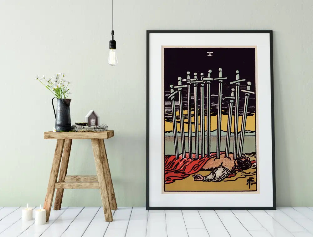 10 Of Swords Tarot Card Print Poster Unframed Wall Art For Collectors Home Decor by My Store