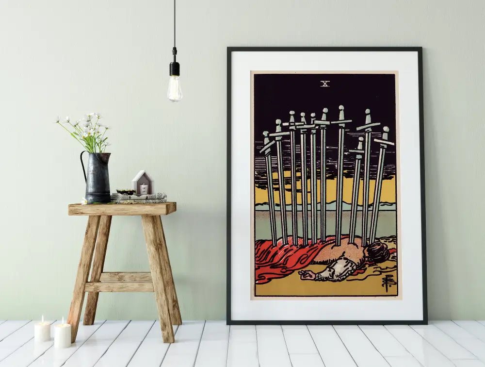 10 Of Swords Tarot Card Print Poster Unframed Wall Art For Collectors Home Decor by My Store