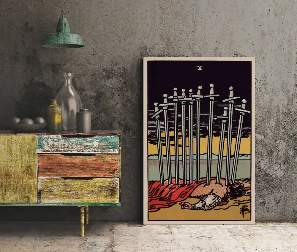 10 Of Swords Tarot Card Print Poster Unframed Wall Art For Collectors Home Decor by My Store