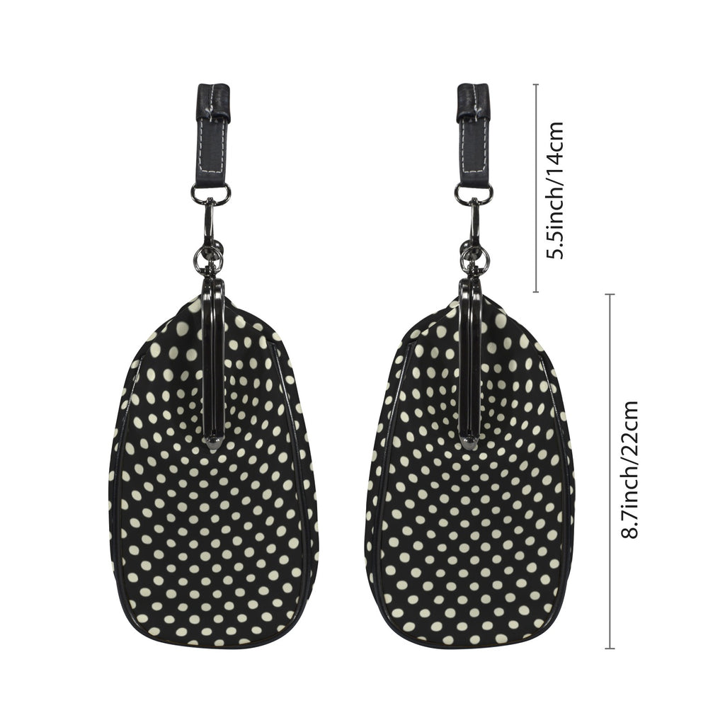 Midnight Confetti Kiss-lock Handbag – Black and Cream Polka Dot Purse