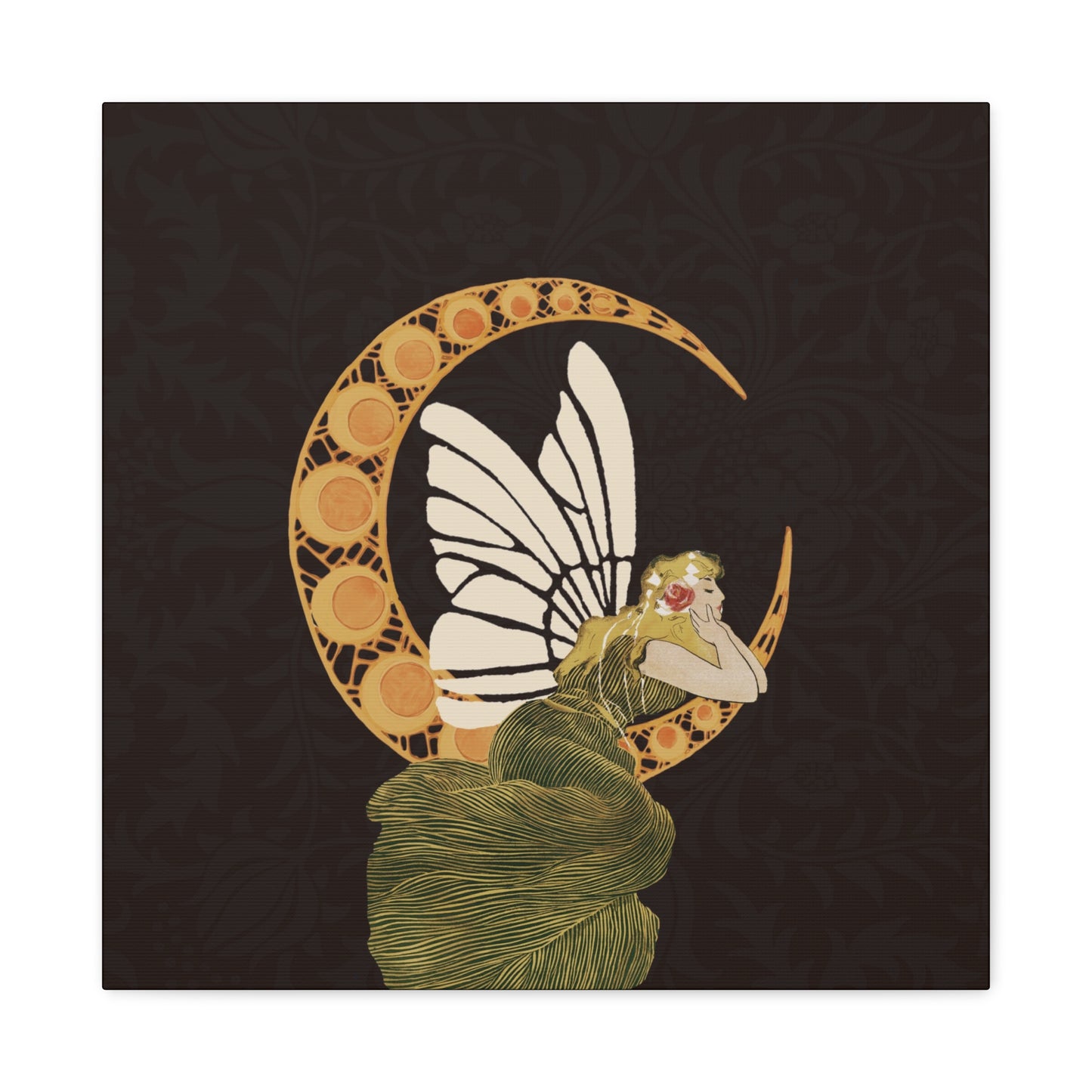 Enchanting Moonlit Fairy Canvas Art, Whimsical Home Decor, Fantasy Wall Art, Magical Gift for Nature Lovers, Boho Aesthetic