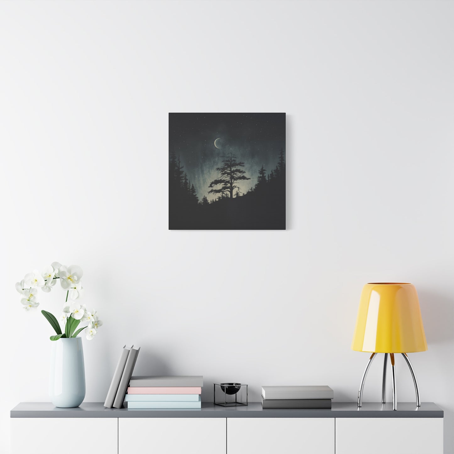 Starry Night Matte Canvas Wall Art, Celestial Home Decor, Nature Lovers Gift, Rustic Wall Decor, Peaceful Bedroom Artwork