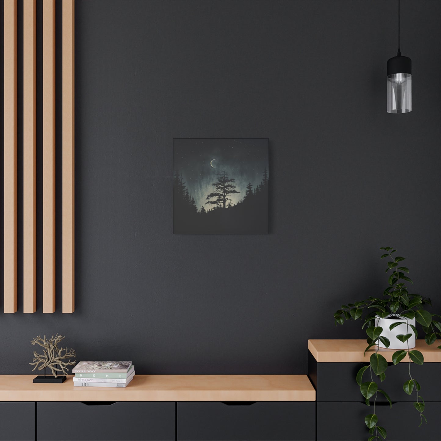 Starry Night Matte Canvas Wall Art, Celestial Home Decor, Nature Lovers Gift, Rustic Wall Decor, Peaceful Bedroom Artwork