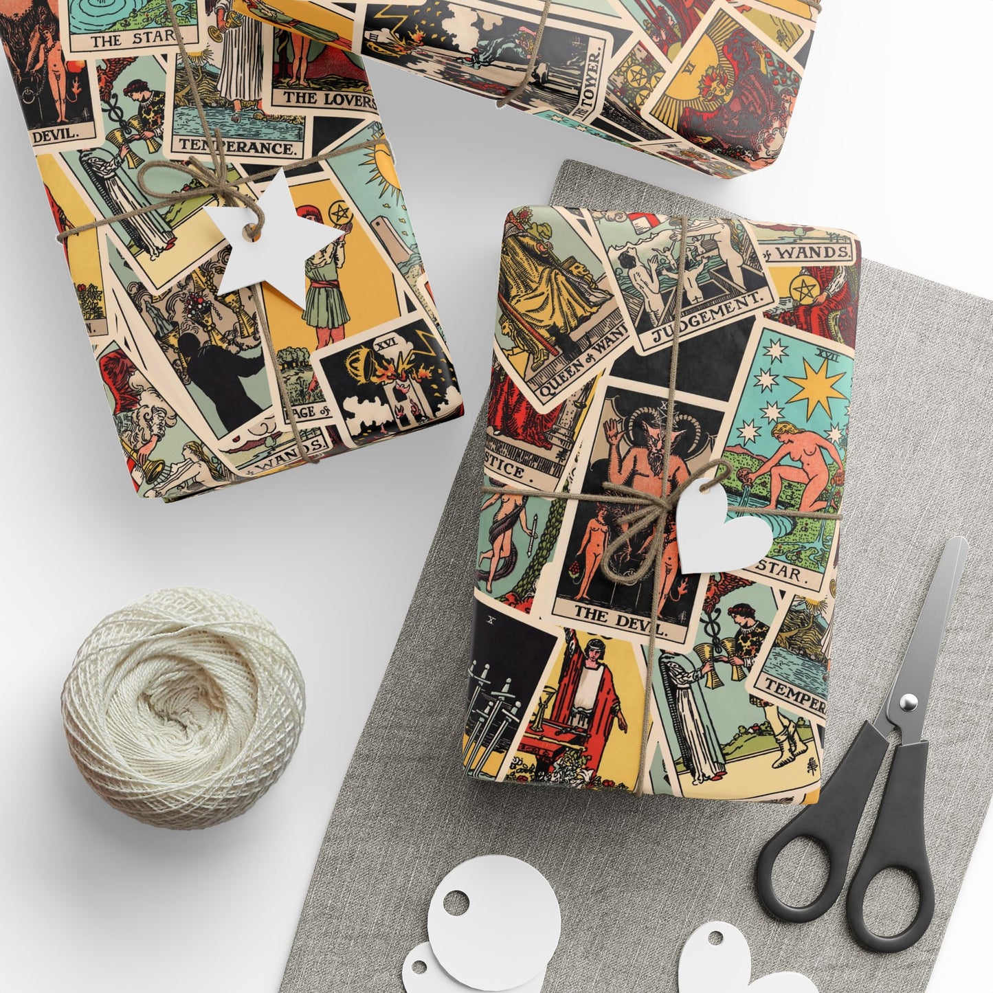 Tarot Wrapping Paper, Rider Waite Gift Wrap, Halloween, Birthday Gifts, Holiday Wrapping, Scattered Tarot Cards, Paper Roll