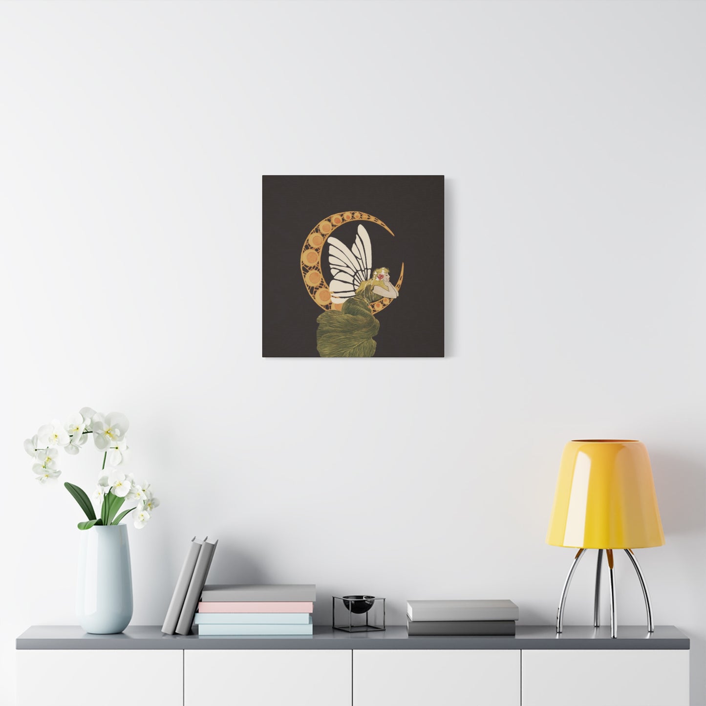 Enchanting Moonlit Fairy Canvas Art, Whimsical Home Decor, Fantasy Wall Art, Magical Gift for Nature Lovers, Boho Aesthetic