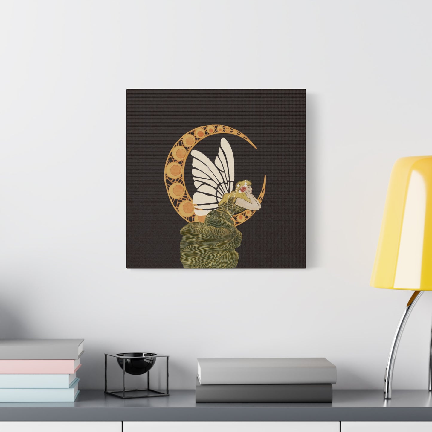 Enchanting Moonlit Fairy Canvas Art, Whimsical Home Decor, Fantasy Wall Art, Magical Gift for Nature Lovers, Boho Aesthetic