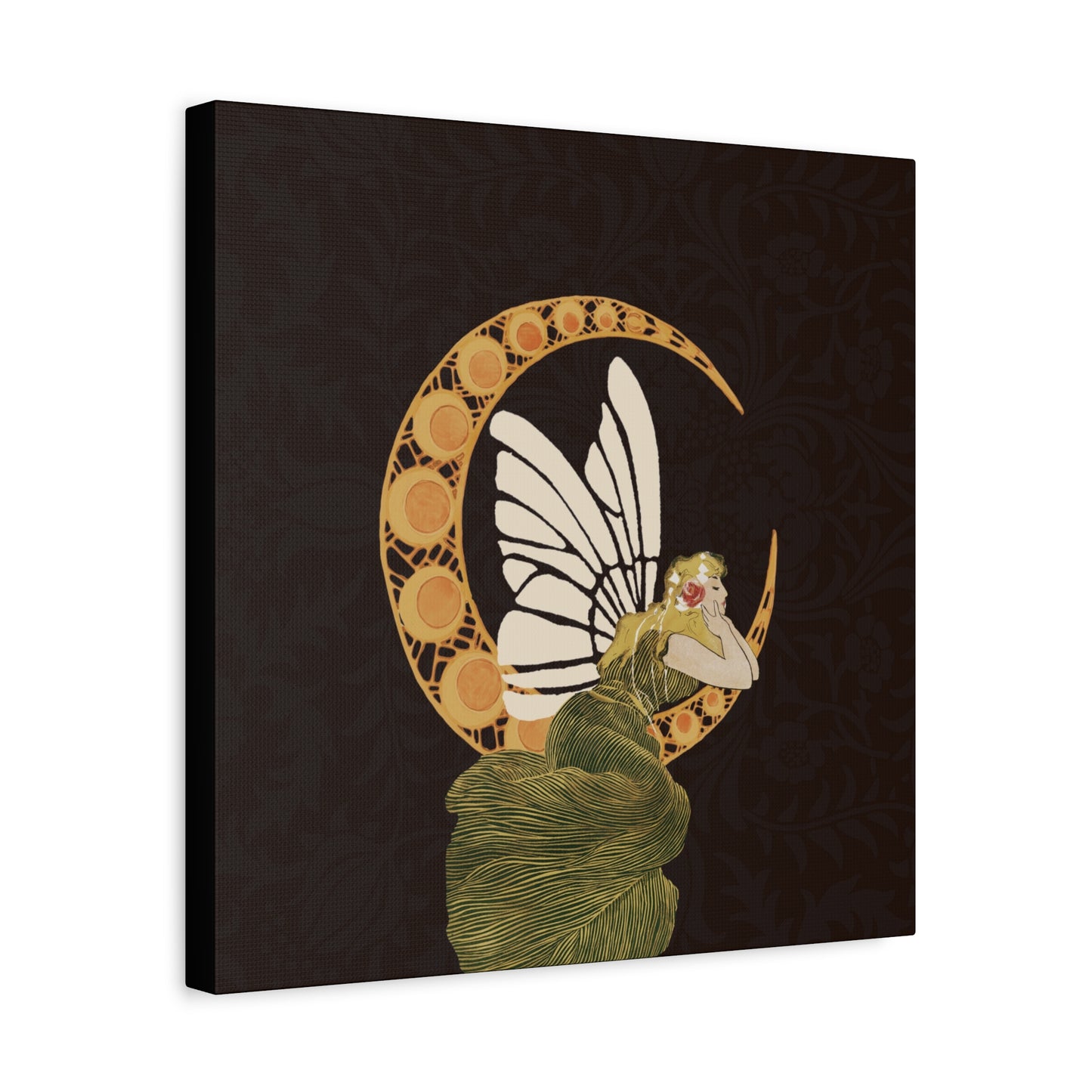 Enchanting Moonlit Fairy Canvas Art, Whimsical Home Decor, Fantasy Wall Art, Magical Gift for Nature Lovers, Boho Aesthetic
