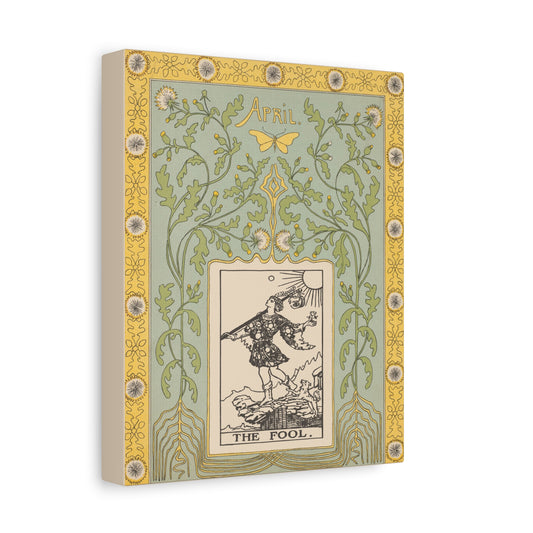 The Fool Tarot Canvas Wall Art with The Fool Card, Inspirational Home Decor, Yellow and Green, Tarot Wall Art, Vintage Style Canvas