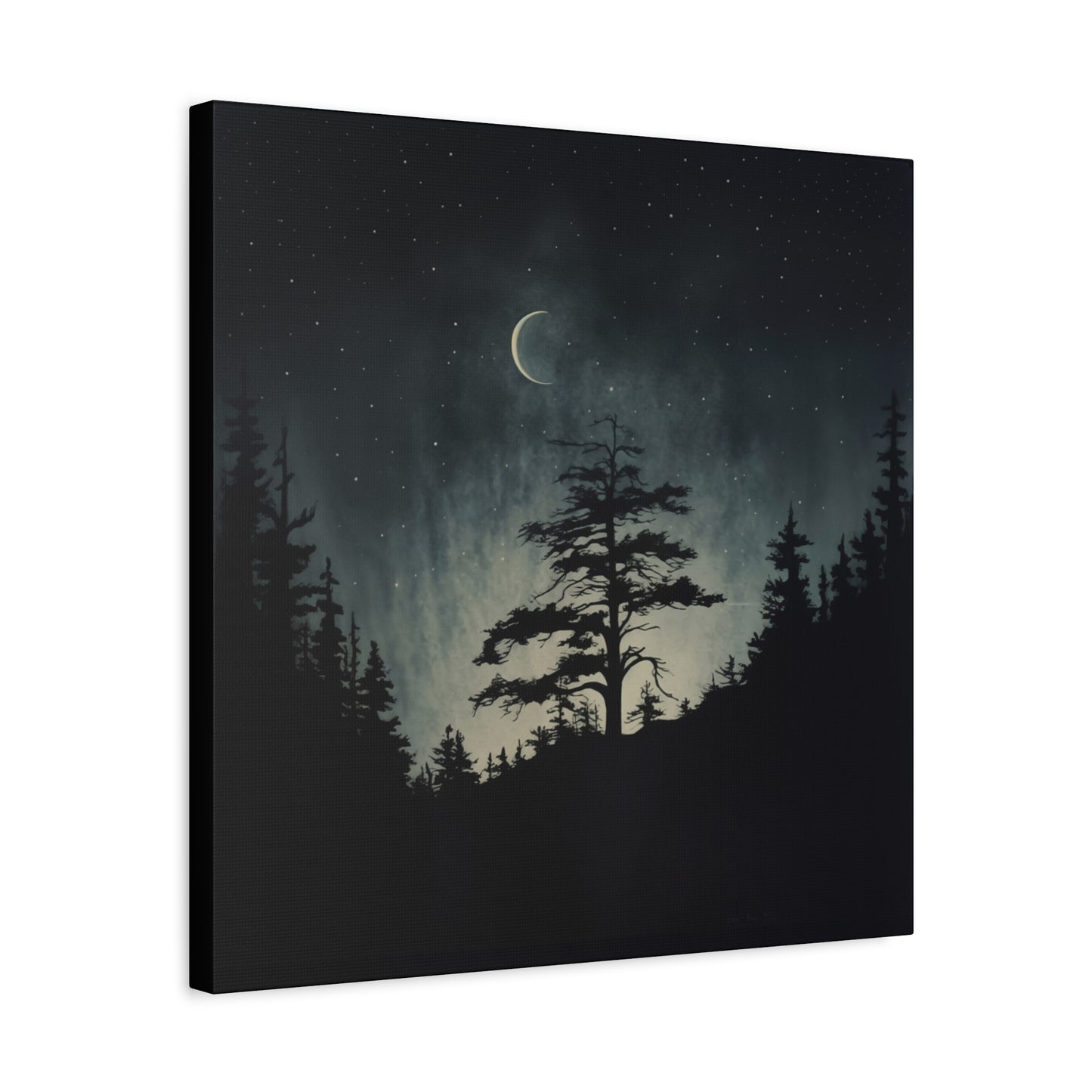 Starry Night Matte Canvas Wall Art, Celestial Home Decor, Nature Lovers Gift, Rustic Wall Decor, Peaceful Bedroom Artwork