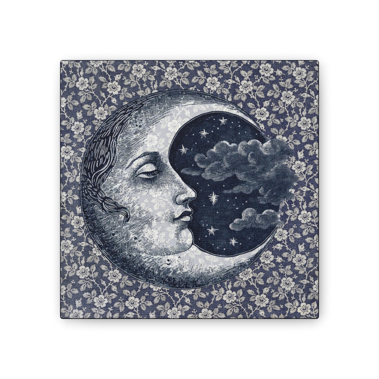 Moon Phase Canvas Wall Art, Celestial Home Decor, Night Sky Artwork, Floral Design Print, Gift for Dreamers