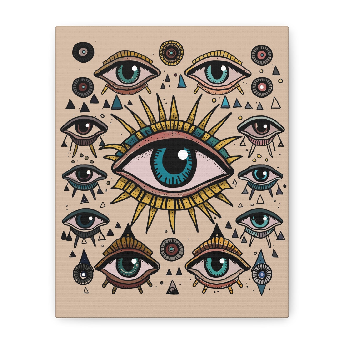 Mystical Eye Wall Art Canvas, Sacred Geometry Decor, Bohemian Room Accent, Spiritual Home Gift, Unique Eye Artwork