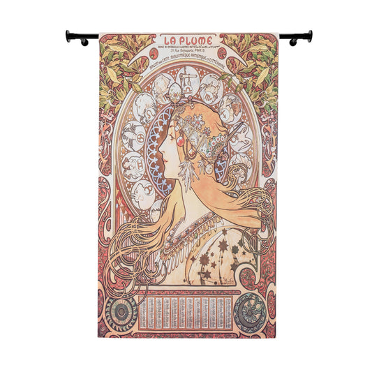 Art Nouveau Window Curtain, Vintage Home Decor, Bohemian Window Treatment, Elegant Living Space Accent - DesignBohemian