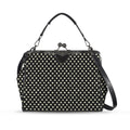 Midnight Confetti Kiss-lock Handbag – Black and Cream Polka Dot Purse