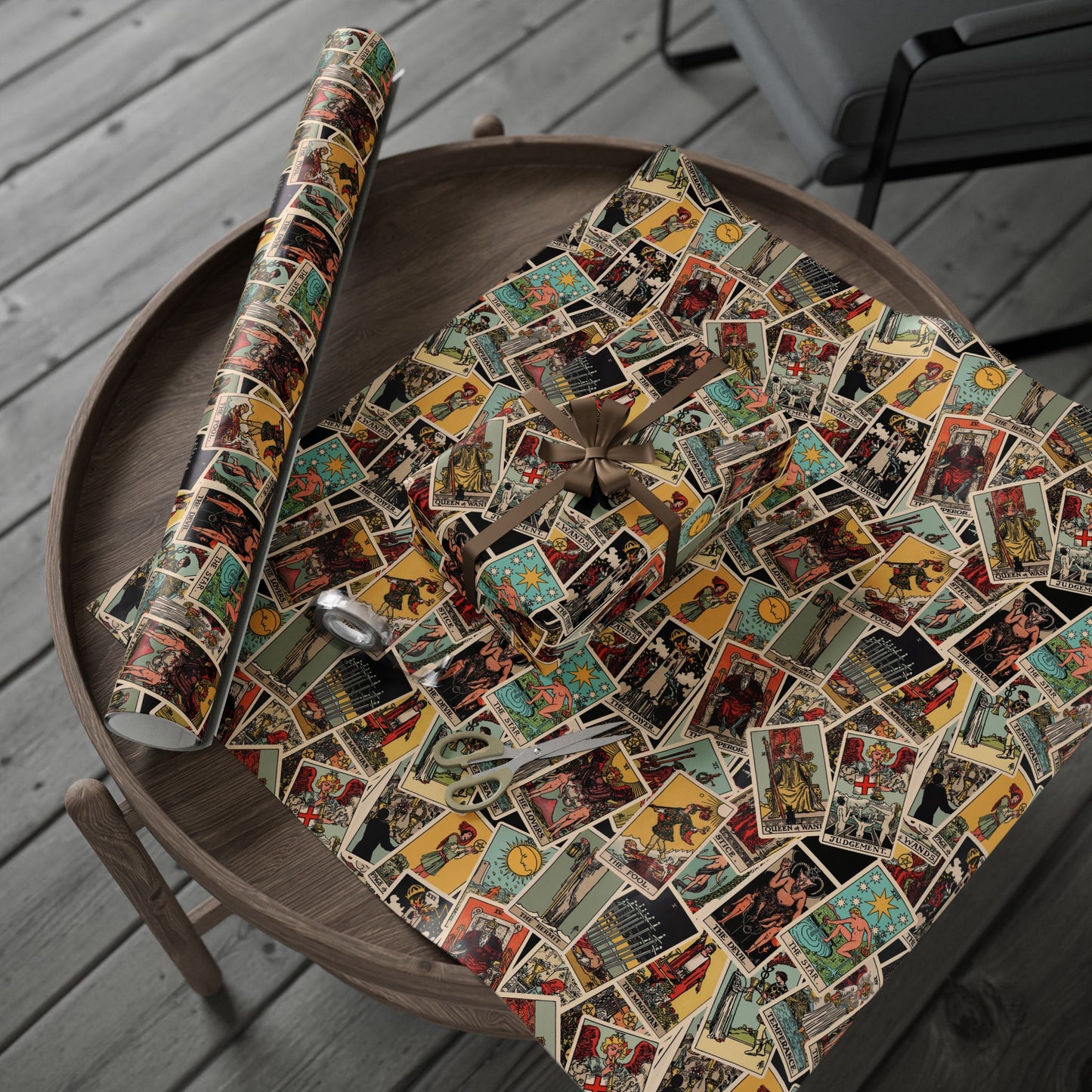 Tarot Wrapping Paper, Rider Waite Gift Wrap, Halloween, Birthday Gifts, Holiday Wrapping, Scattered Tarot Cards, Paper Roll