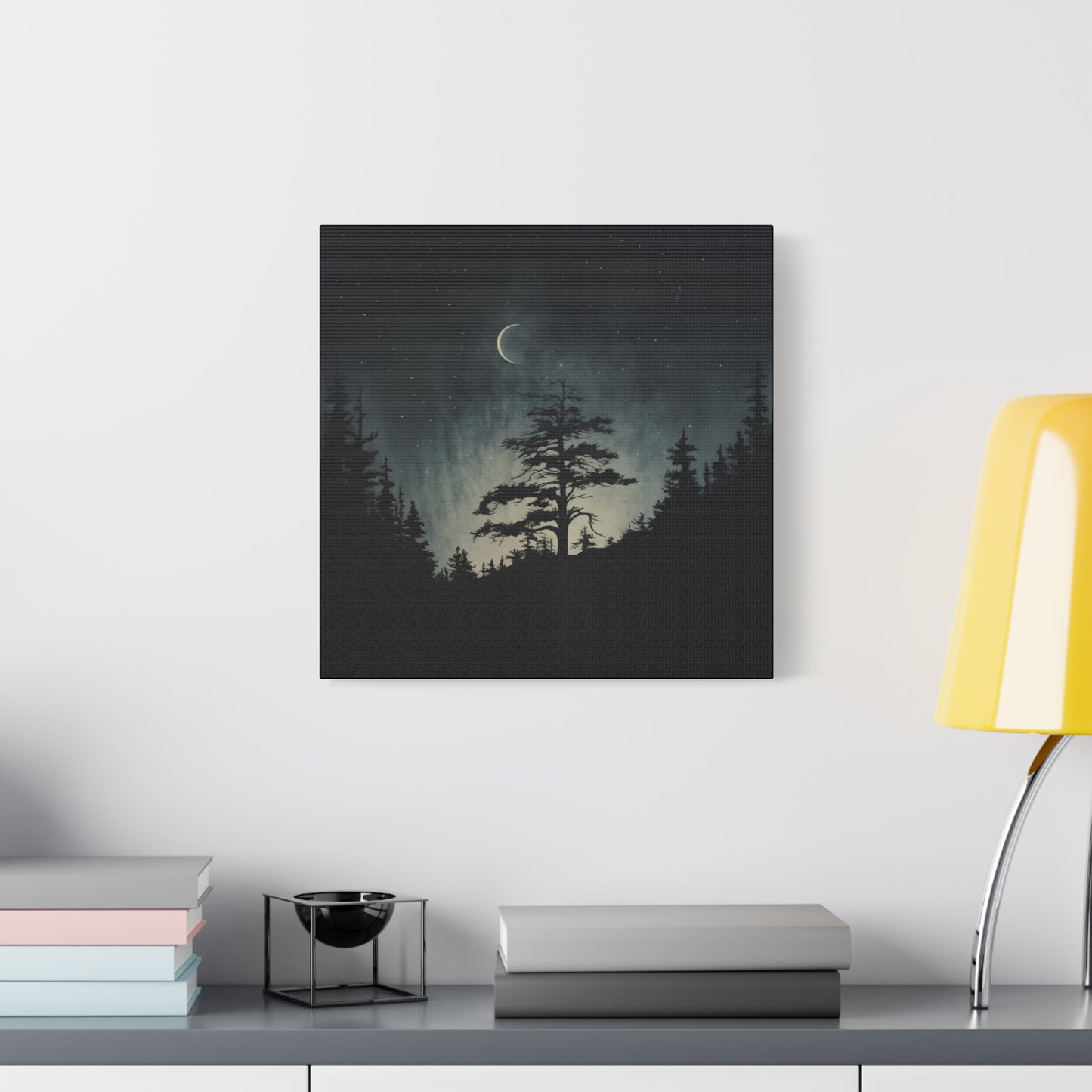 Starry Night Matte Canvas Wall Art, Celestial Home Decor, Nature Lovers Gift, Rustic Wall Decor, Peaceful Bedroom Artwork