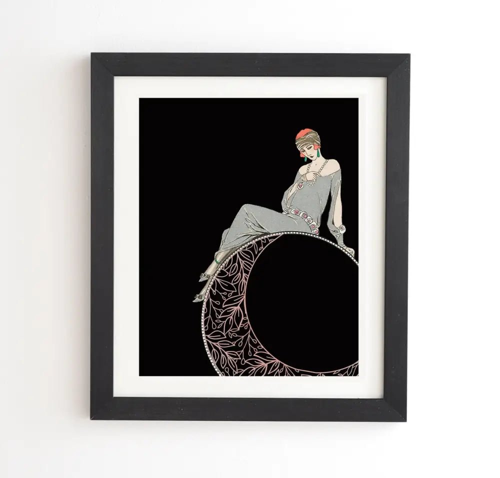 1920s Deco Art Nouveau Moon Goddess Poster Large Artwork Bohemian Wall Decor by My Store