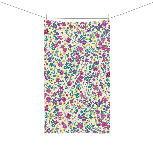 Vintage 1930s Ditsy Floral Hand Towel – Colorful Retro Floral Kitchen Towel