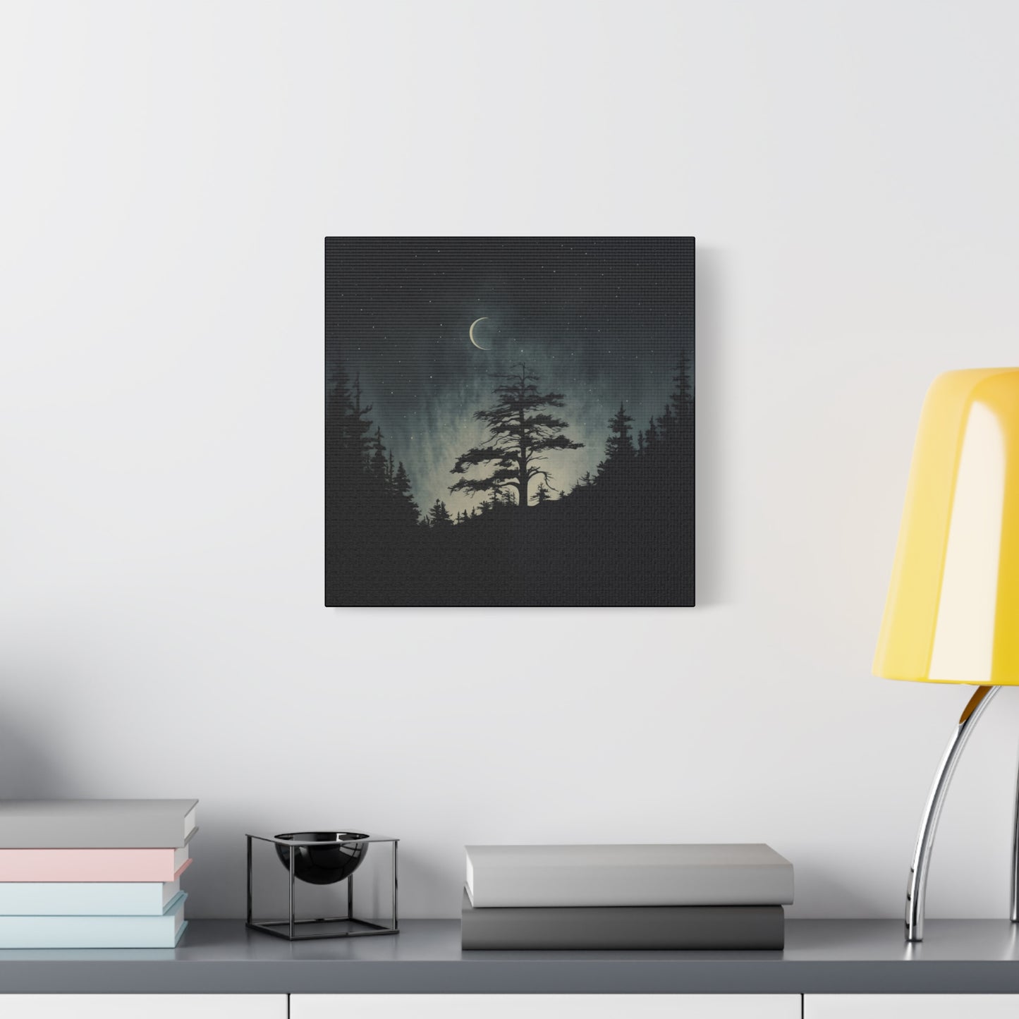 Starry Night Matte Canvas Wall Art, Celestial Home Decor, Nature Lovers Gift, Rustic Wall Decor, Peaceful Bedroom Artwork