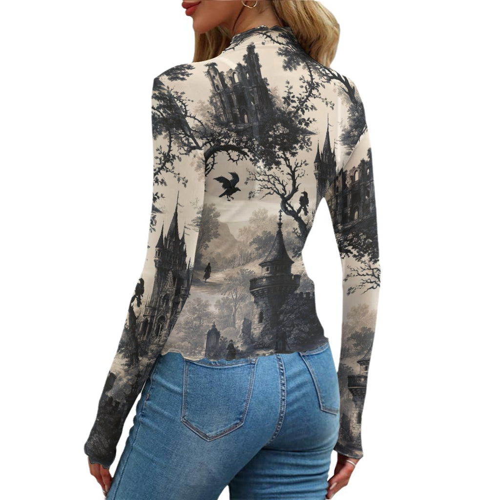Gothic Women's Mesh T-shirt - Castles and Ravens