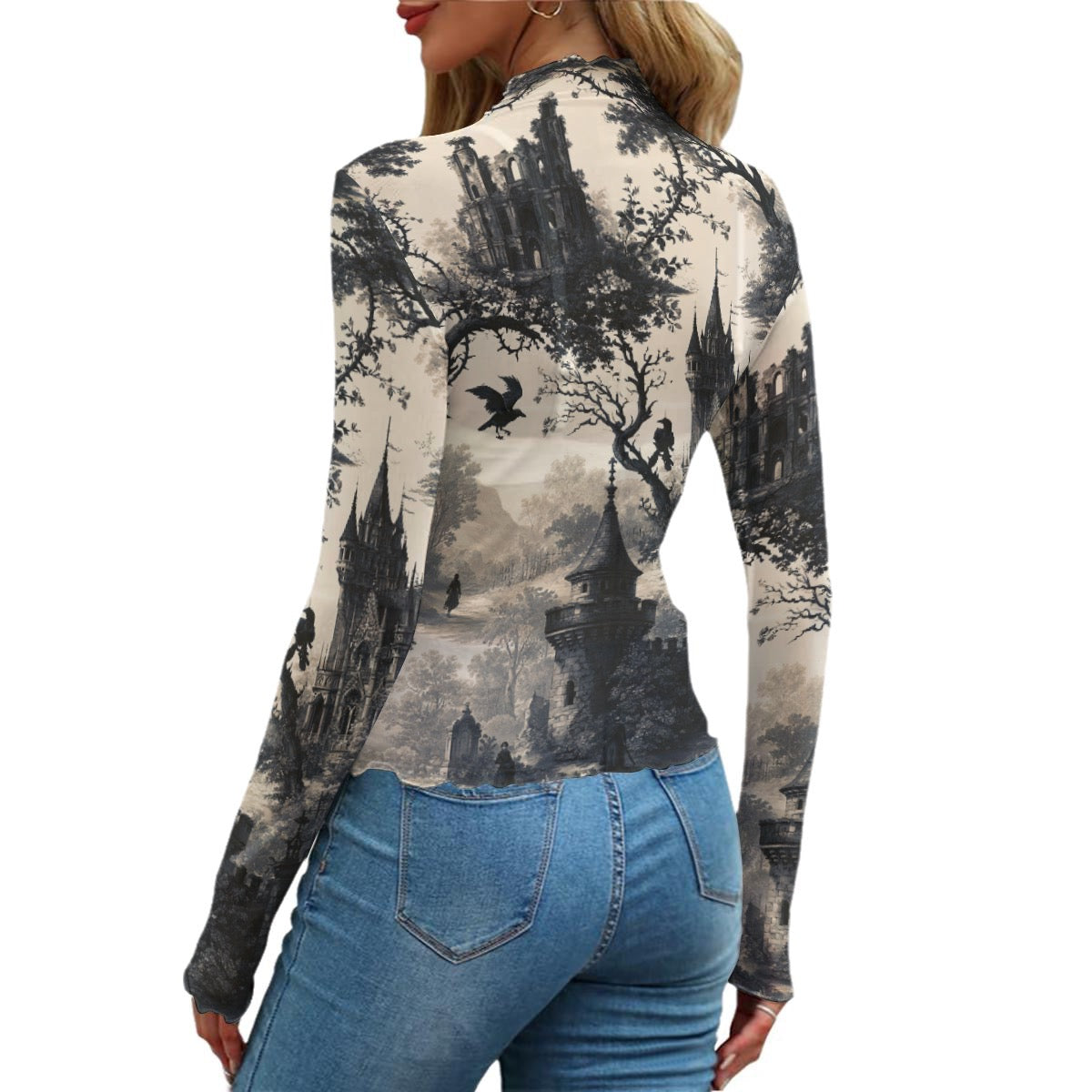 Gothic Women's Mesh T-shirt - Castles and Ravens
