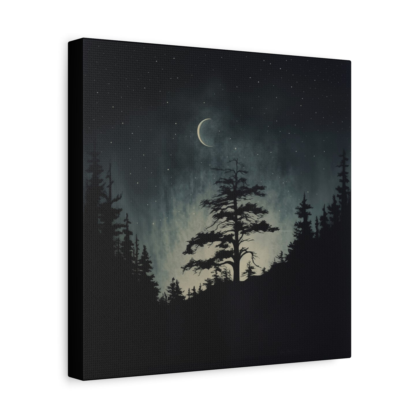 Starry Night Matte Canvas Wall Art, Celestial Home Decor, Nature Lovers Gift, Rustic Wall Decor, Peaceful Bedroom Artwork