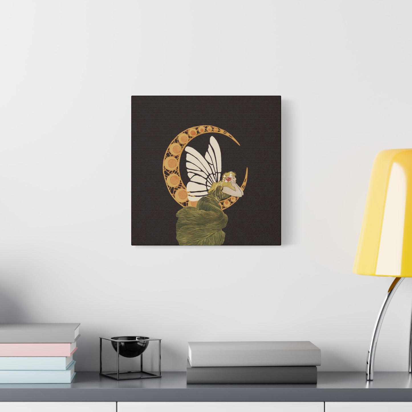 Enchanting Moonlit Fairy Canvas Art, Whimsical Home Decor, Fantasy Wall Art, Magical Gift for Nature Lovers, Boho Aesthetic