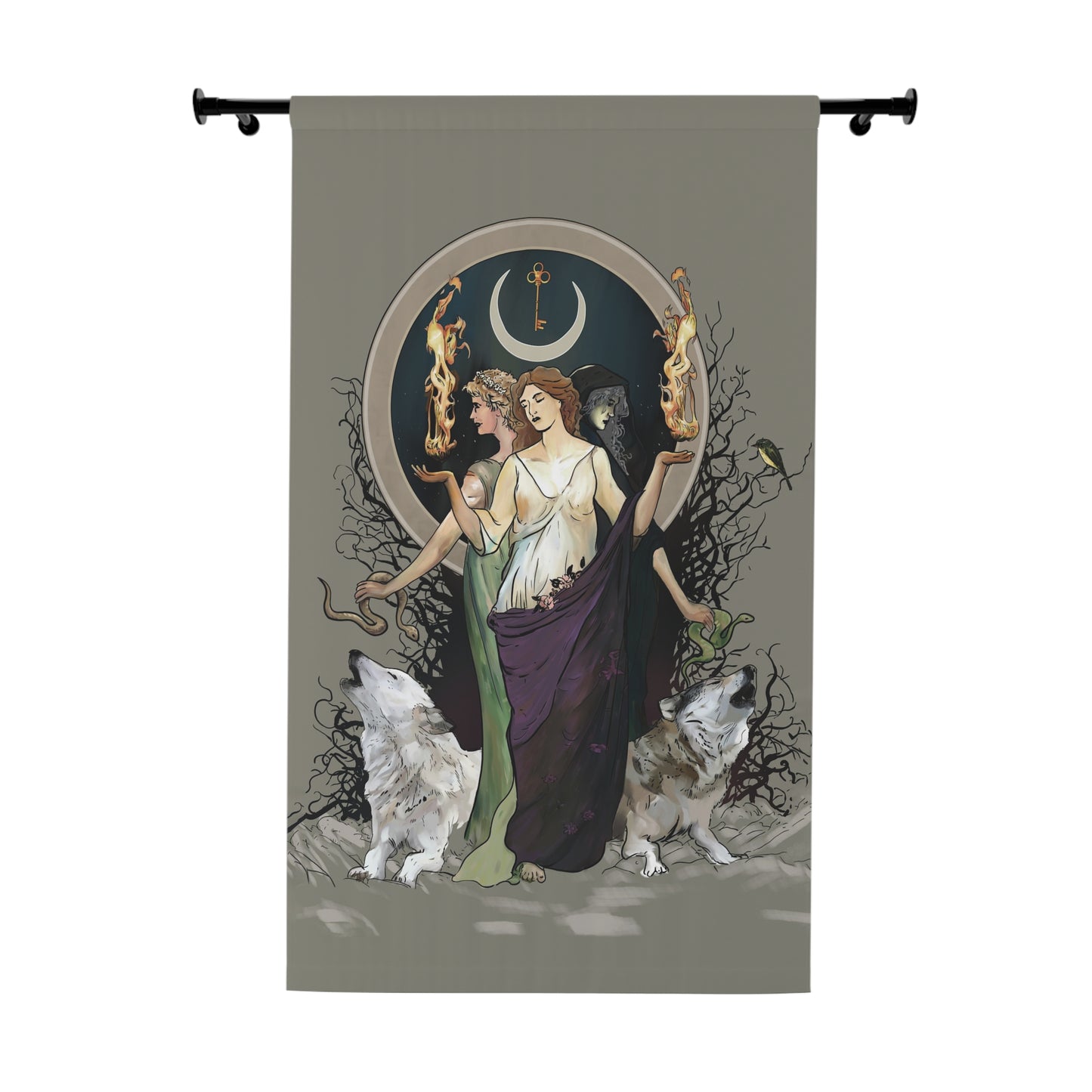 Mystical Goddess Window Curtains, Bohemian Home Décor, Unique Room Divider, Artful Drapes, Witchy Home Accents