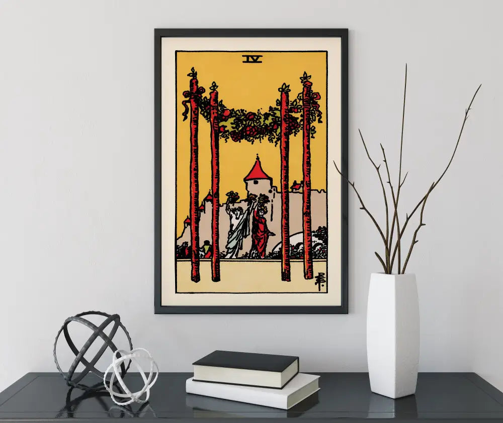4 Of Wands Tarot Card Print No Frame by My Store