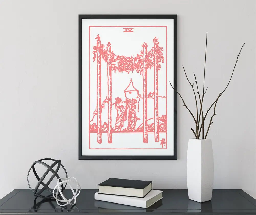 4 Of Wands Tarot Card Print Poster Unframed Wall Art For Tarot Enthusiasts And Collectors by My Store