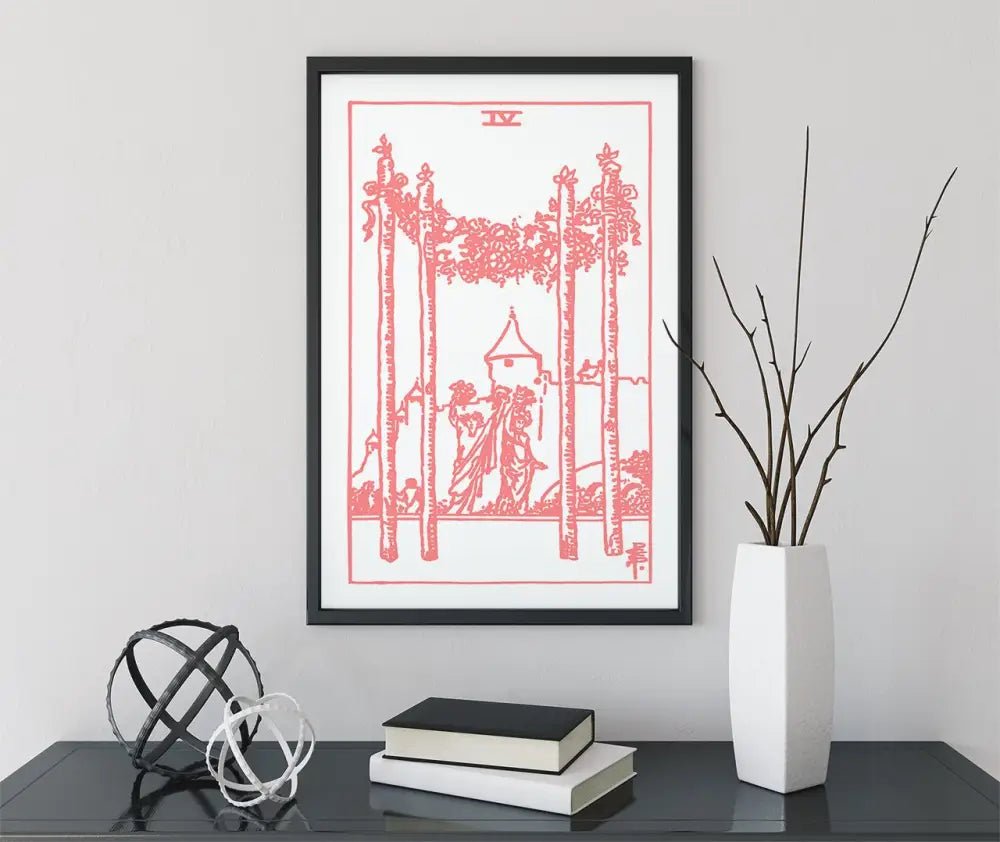 4 Of Wands Tarot Card Print Poster Unframed Wall Art For Tarot Enthusiasts And Collectors by My Store